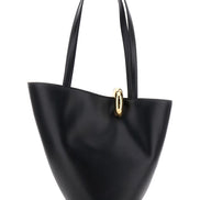 Jacquemus Women 'Le Bambola' Black Medium Shoulder Bag With Impressed Logo Lettering On The Front And Ring Closure On The Front In Leather For Women