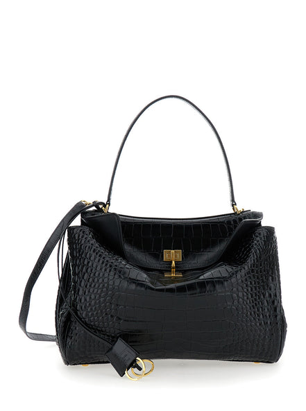 Balenciaga Women Handbag 'Rodeo' With Removable Shoulder Strap In Black Leather For Women