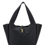 Saint Laurent Women Tote Bag With Two Top Handles And Hook Closure Cassandre In Grained Black Leather For Women