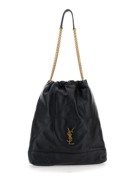 Saint Laurent Women Crossbody Bag 'Jamie' With Two Top Handles With Chain And Cassandre Plate On The Front In Black Leather For Women