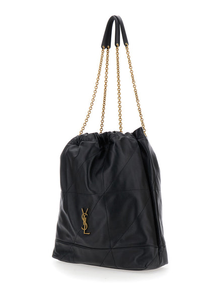 Saint Laurent Women Crossbody Bag 'Jamie' With Two Top Handles With Chain And Cassandre Plate On The Front In Black Leather For Women