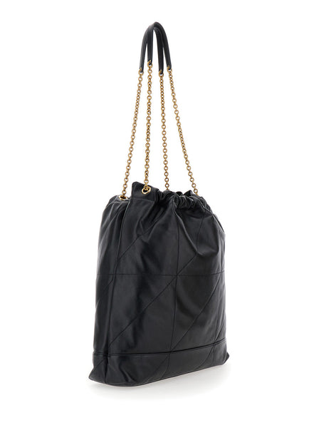 Saint Laurent Women Crossbody Bag 'Jamie' With Two Top Handles With Chain And Cassandre Plate On The Front In Black Leather For Women
