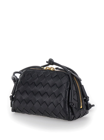 Bottega Veneta Women Crossbody Bag 'Concert' With Intreccio Motif In Black Leather For Women