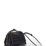 Bottega Veneta Women Crossbody Bag 'Concert' With Intreccio Motif In Black Leather For Women