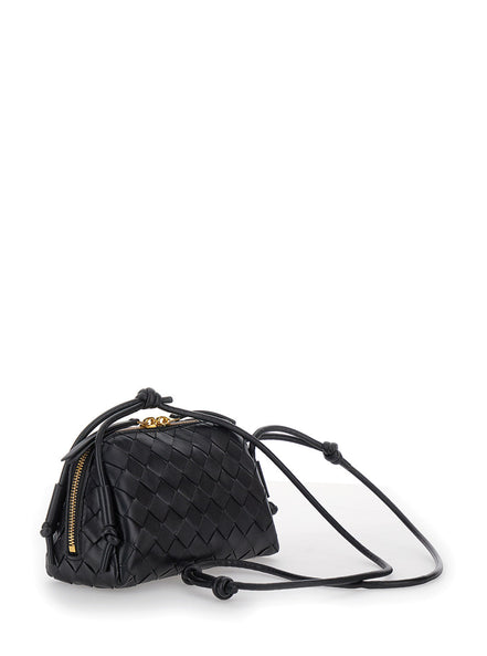 Bottega Veneta Women Crossbody Bag 'Concert' With Intreccio Motif In Black Leather For Women