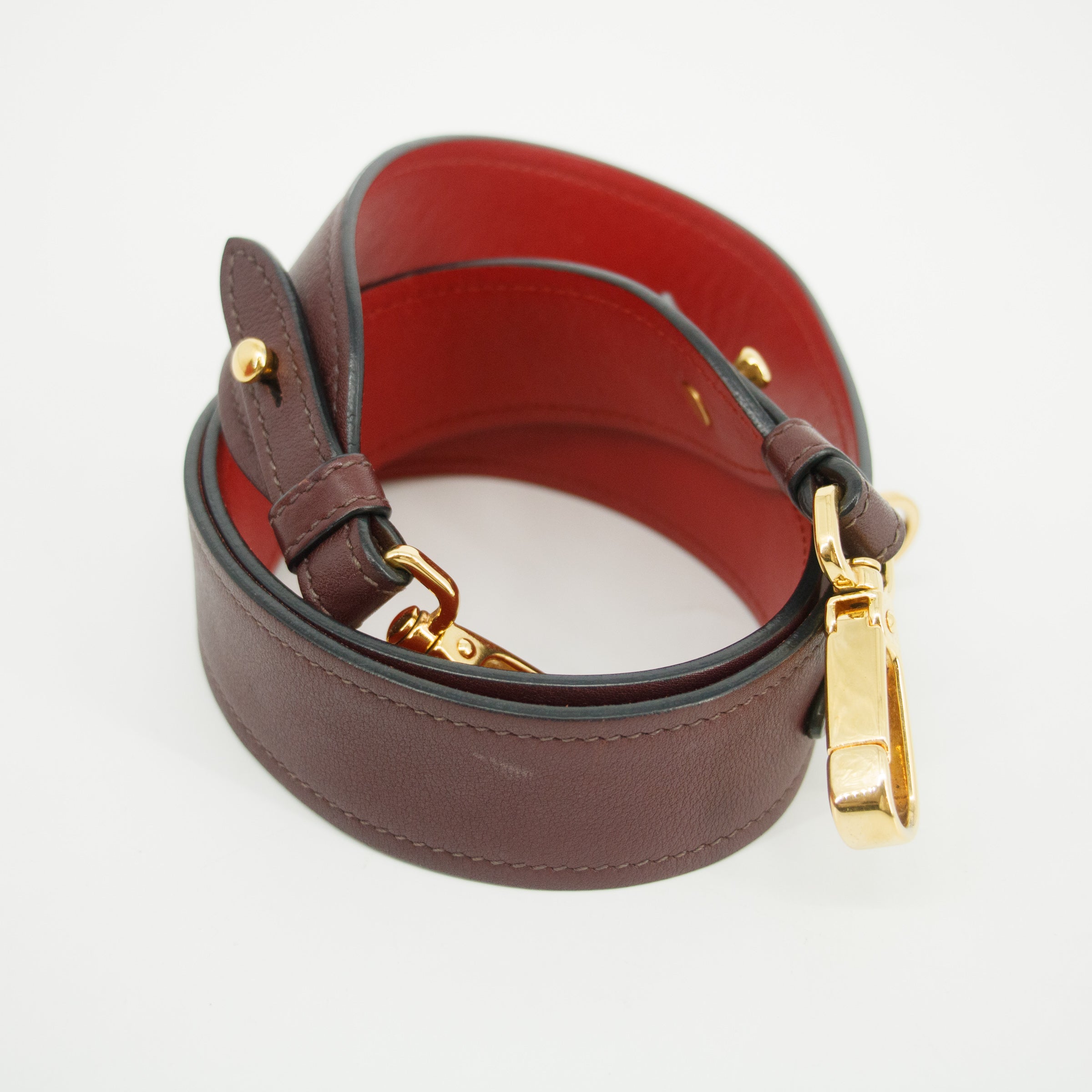 Prada Calfskin Bicolor Red x Burgundy Shoulder Bag