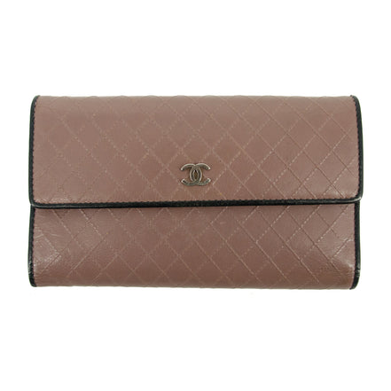 Chanel Matelasse Bicolor Long Trifold Embossed Wallet Pink