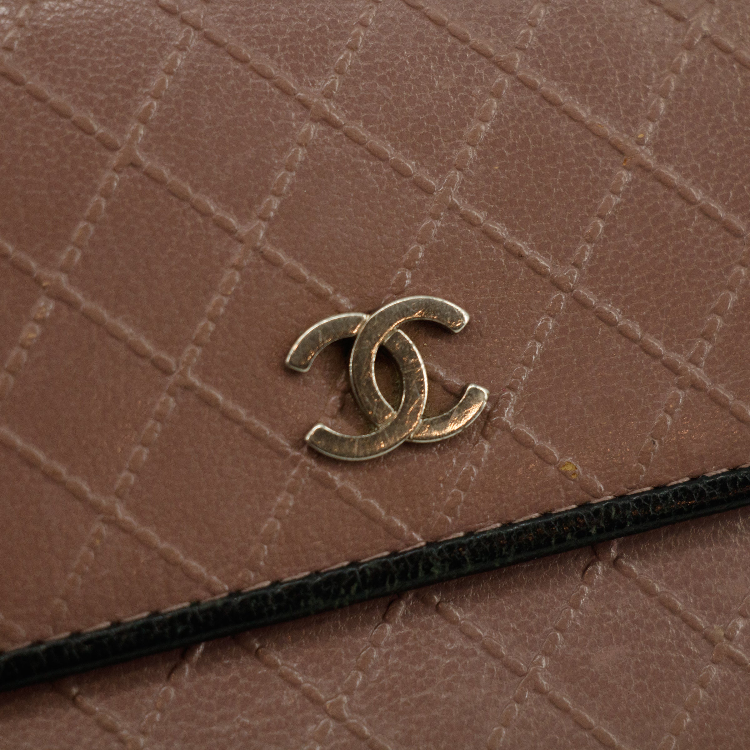 Chanel Matelasse Bicolor Long Trifold Embossed Wallet Pink