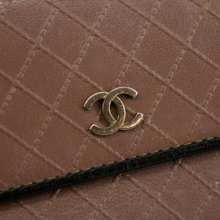 Chanel Matelasse Bicolor Long Trifold Embossed Wallet Pink