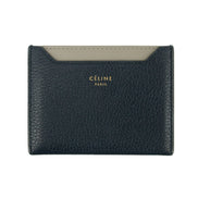 Celine Bicolor Blue / Grey Leather Card Case Holder Wallet #3236
