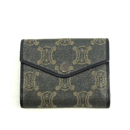 Celine Triomphe Canvas Blue and Grey Fine Strap Wallet