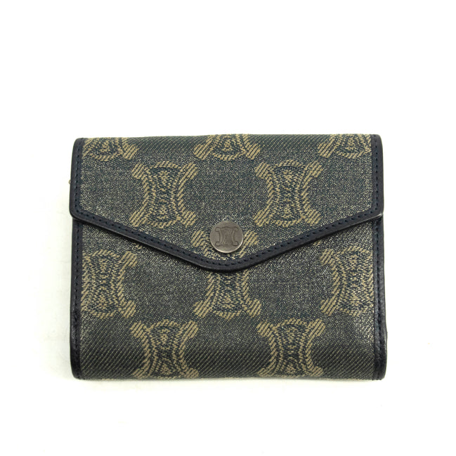 Celine Triomphe Canvas Blue and Grey Fine Strap Wallet