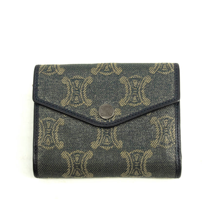 Celine Triomphe Canvas Blue and Grey Fine Strap Wallet