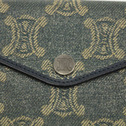 Celine Triomphe Canvas Blue and Grey Fine Strap Wallet