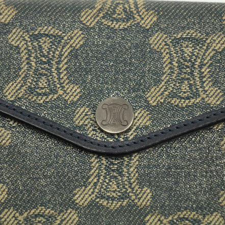 Celine Triomphe Canvas Blue and Grey Fine Strap Wallet