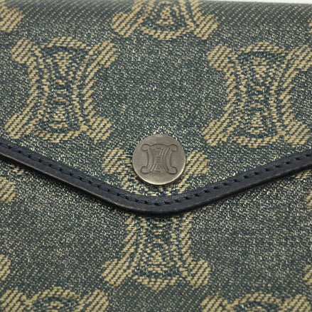 Celine Triomphe Canvas Blue and Grey Fine Strap Wallet