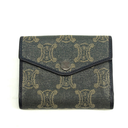Celine Triomphe Canvas Blue and Grey Fine Strap Wallet