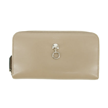 Fendi Grey Leather Zip Around Long Wallet