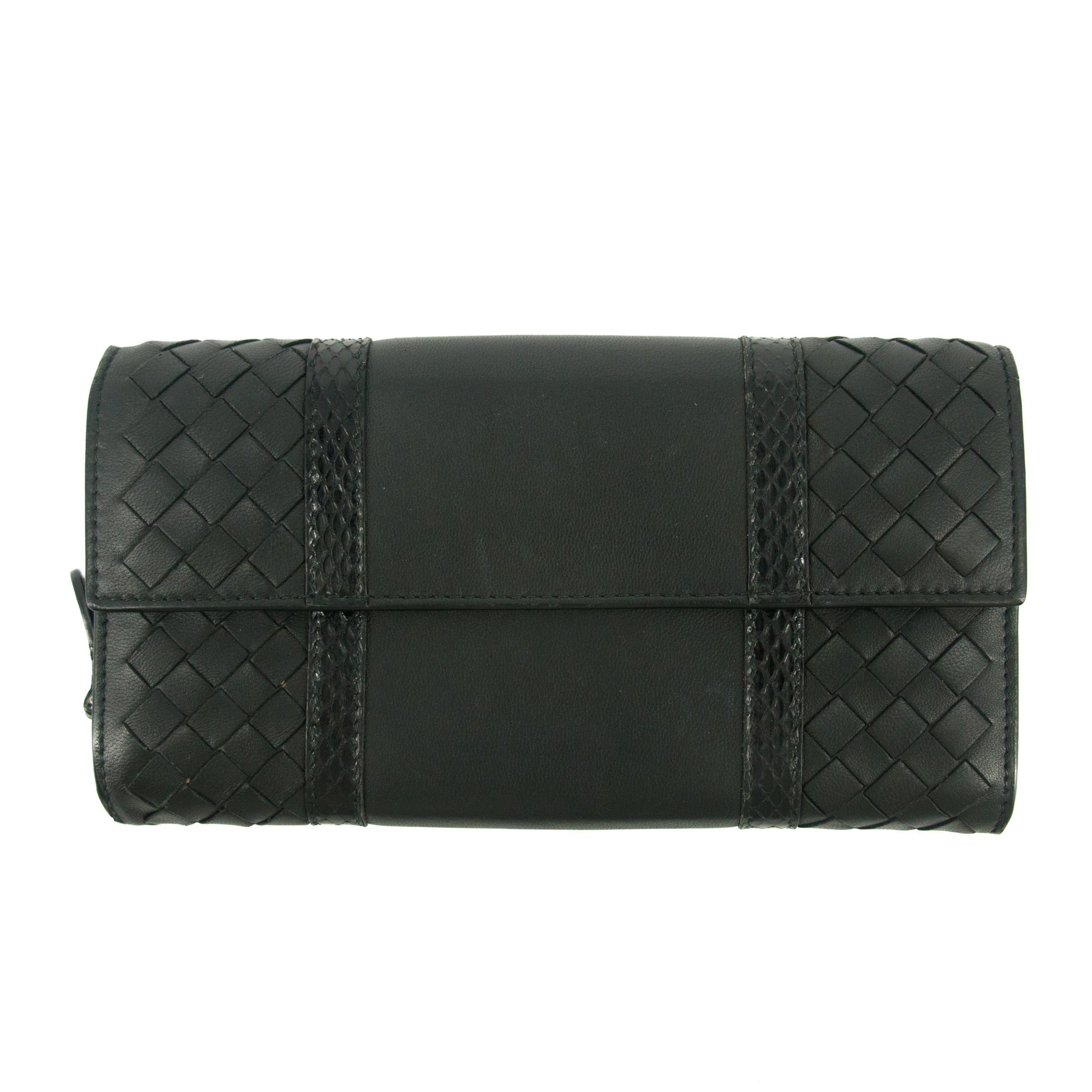 Bottega Veneta Intrecciato Black Bifold Long Wallet
