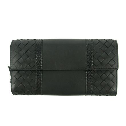 Bottega Veneta Intrecciato Black Bifold Long Wallet