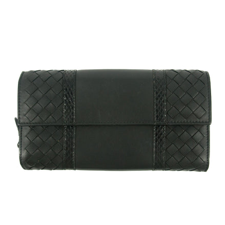 Bottega Veneta Intrecciato Black Bifold Long Wallet