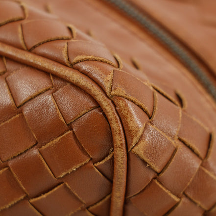 Bottega Veneta Intrrecciato Brown Leather Cosmetic Bag