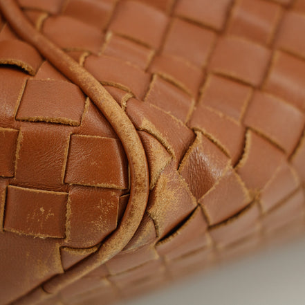 Bottega Veneta Intrrecciato Brown Leather Cosmetic Bag