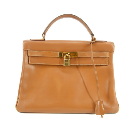 Hermes Kelly 32 Boxcalf Brown Handbag Year 1986